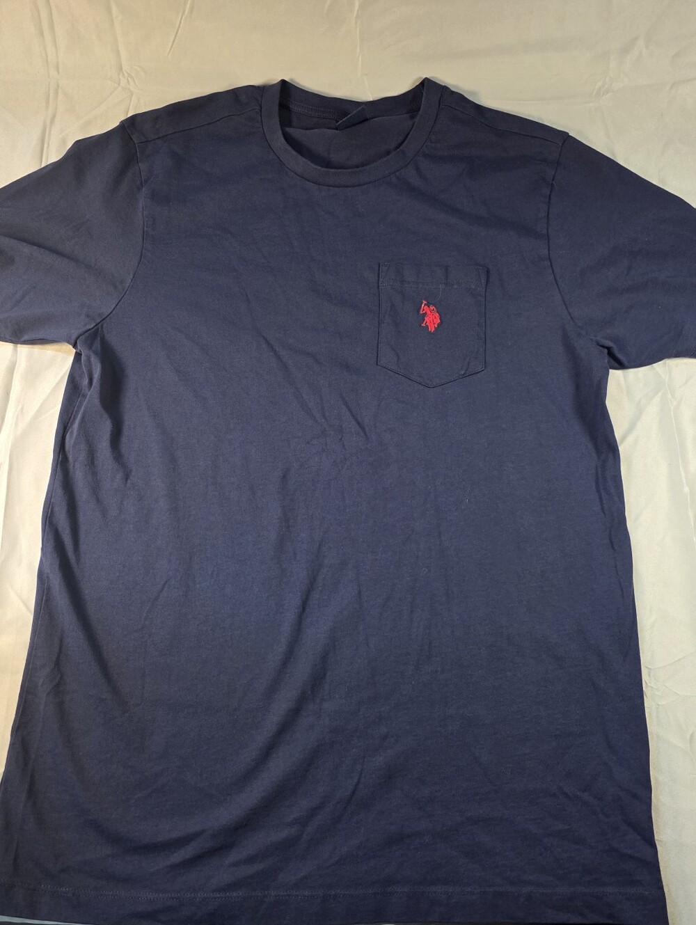 U.S. Polo Assn. Navy Short-Sleeve Pocket Tee with Red Logo
